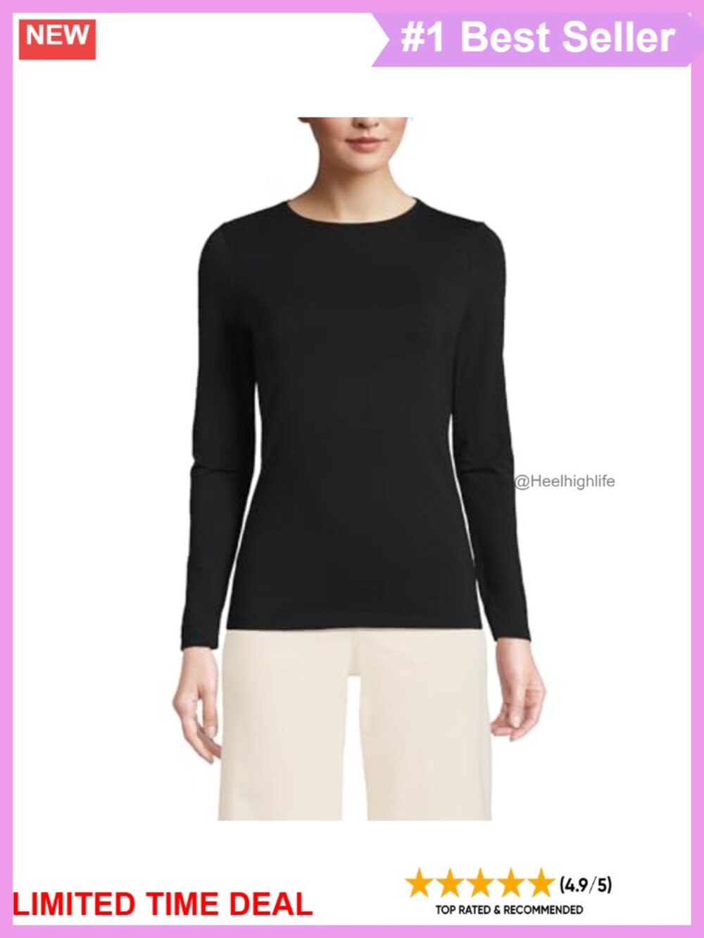 Plus Size Lightweight Cotton Modal Long Sleeve Crew Neck T-Shirt